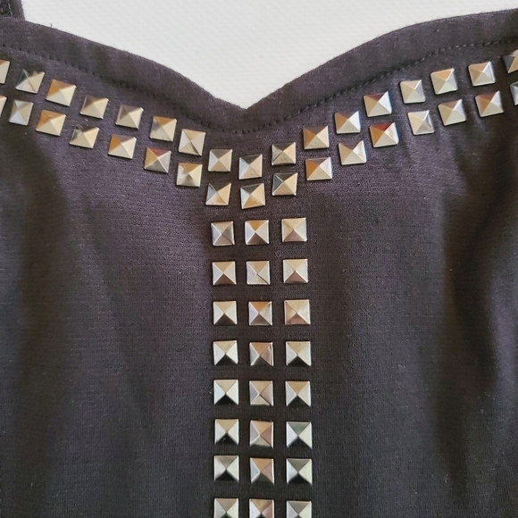 1367 * Teenage Runaway Silver Studded Tank Black Size S - Picture 5 of 8